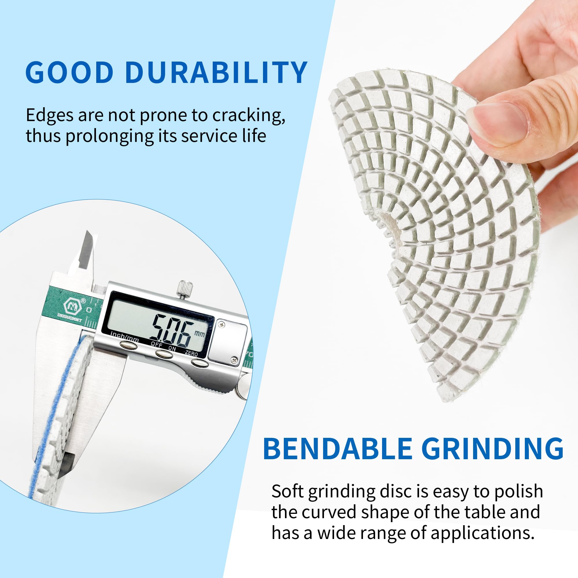 DiamDr wet-dry polishing pads 30-200 grit for flexible wet or dry polishing.