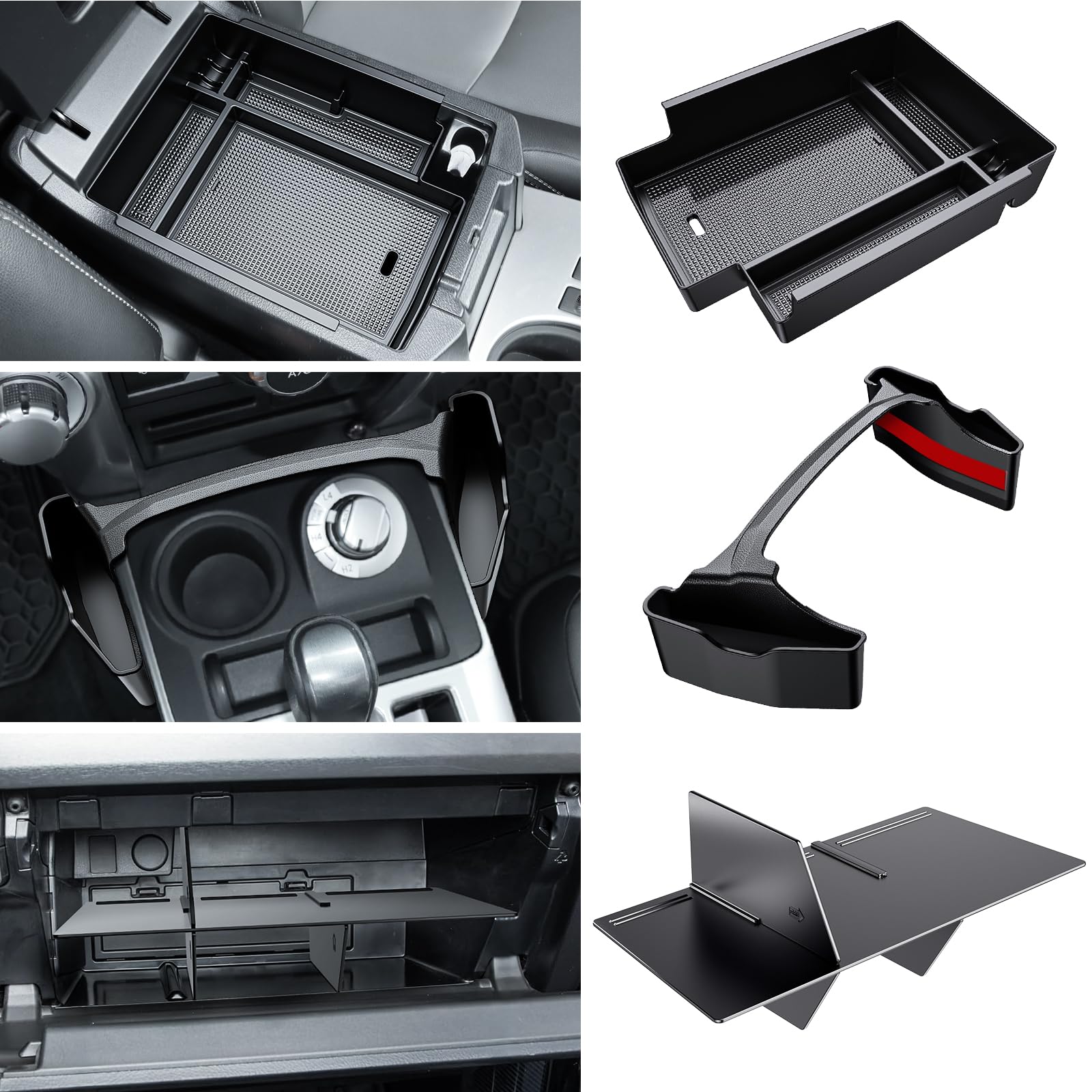 DIAMOOKY 3Pcs center console organizer for Toyota 4Runner keeps gear organized.