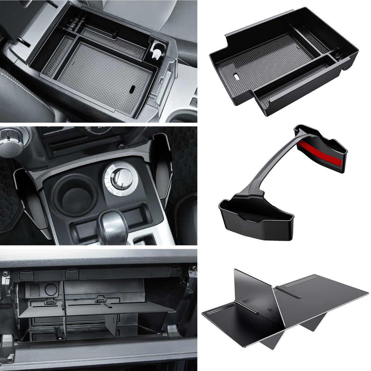 DIAMOOKY 3Pcs center console organizer for Toyota 4Runner keeps gear organized.
