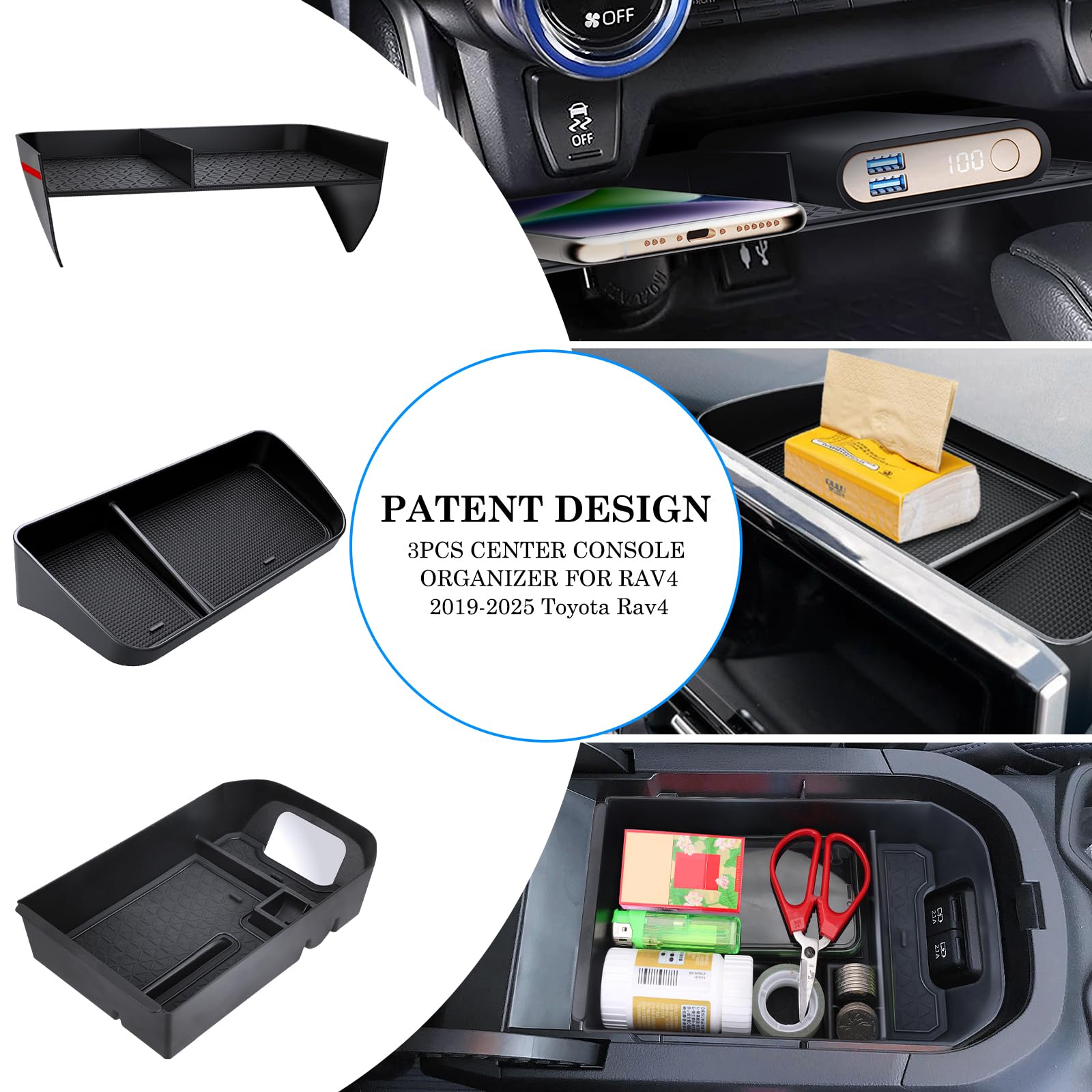DIAMOOKY armrest storage box adds hidden space for small items in the RAV4.