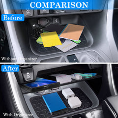 DIAMOOKY center console dash tray reduces clutter while driving in the RAV4.