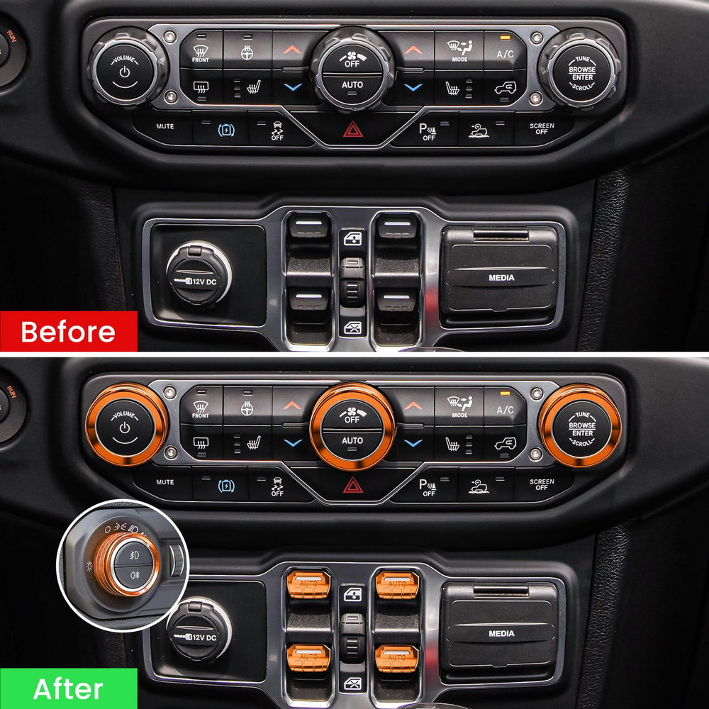 DIAMOOKY Jeep Wrangler interior orange accents for sportier cabin.