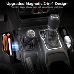 DIAMOOKY magnetic center console organizer for Gladiator secures items on rough trails