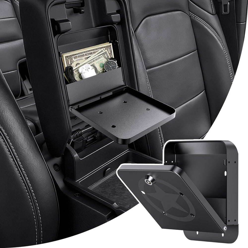 DIAMOOKY metal center console organizer installed in Jeep Wrangler JL for secure storage