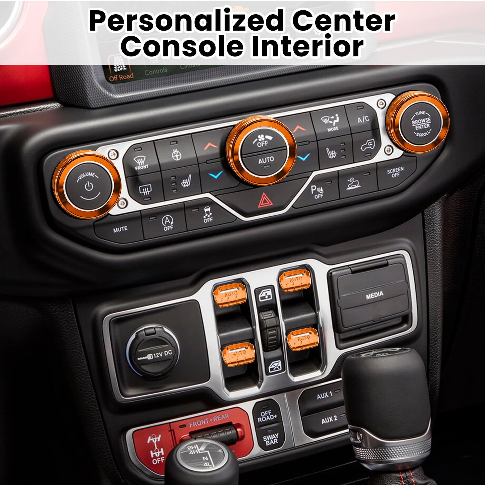 DIAMOOKY metal center console orange finish adds premium durability.