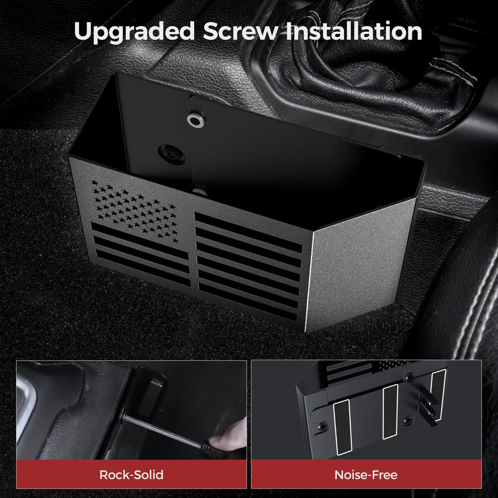 DIAMOOKY metal construction console organizer protects the Jeep interior