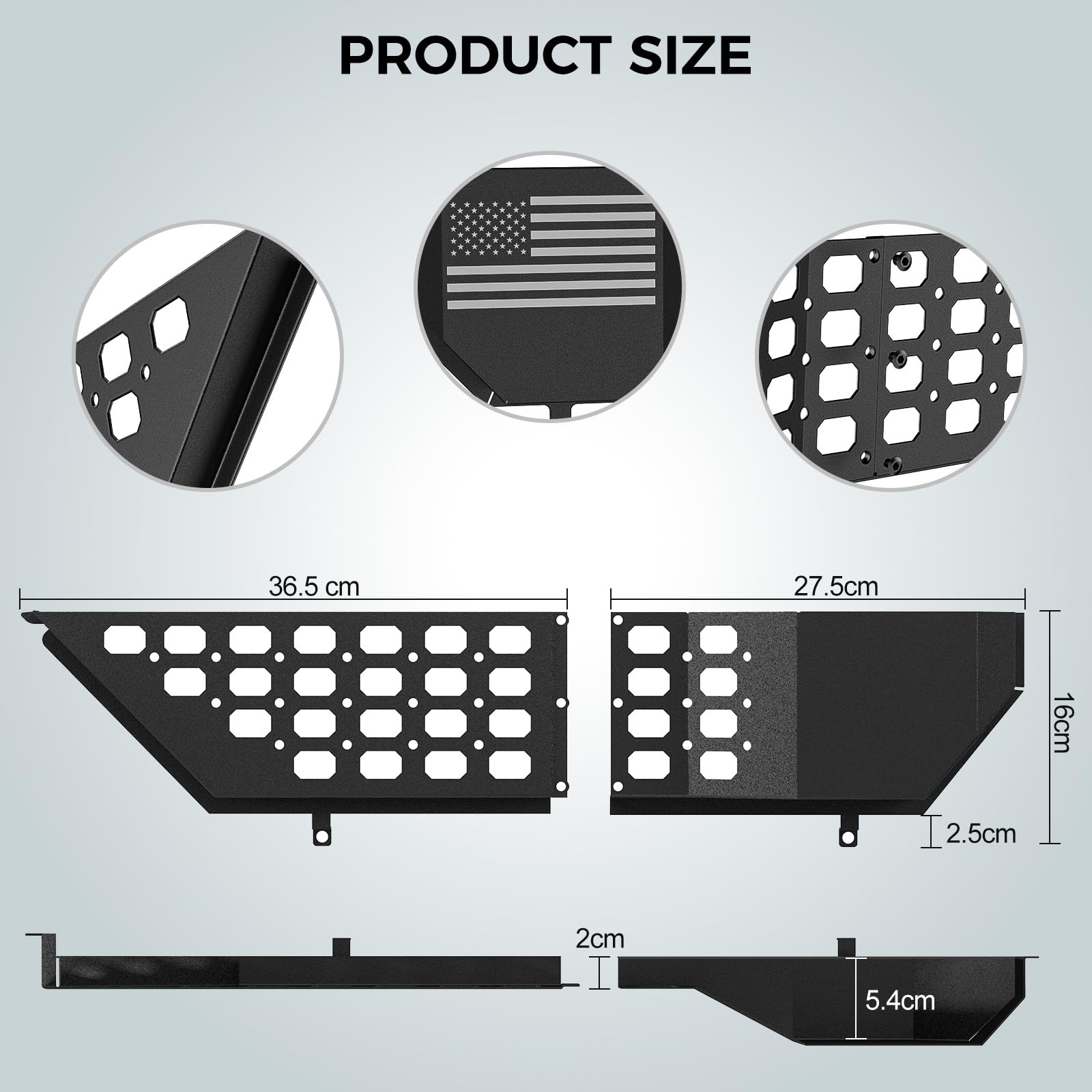 DIAMOOKY metal front door pocket panel two-pack ready for Jeep installation.
