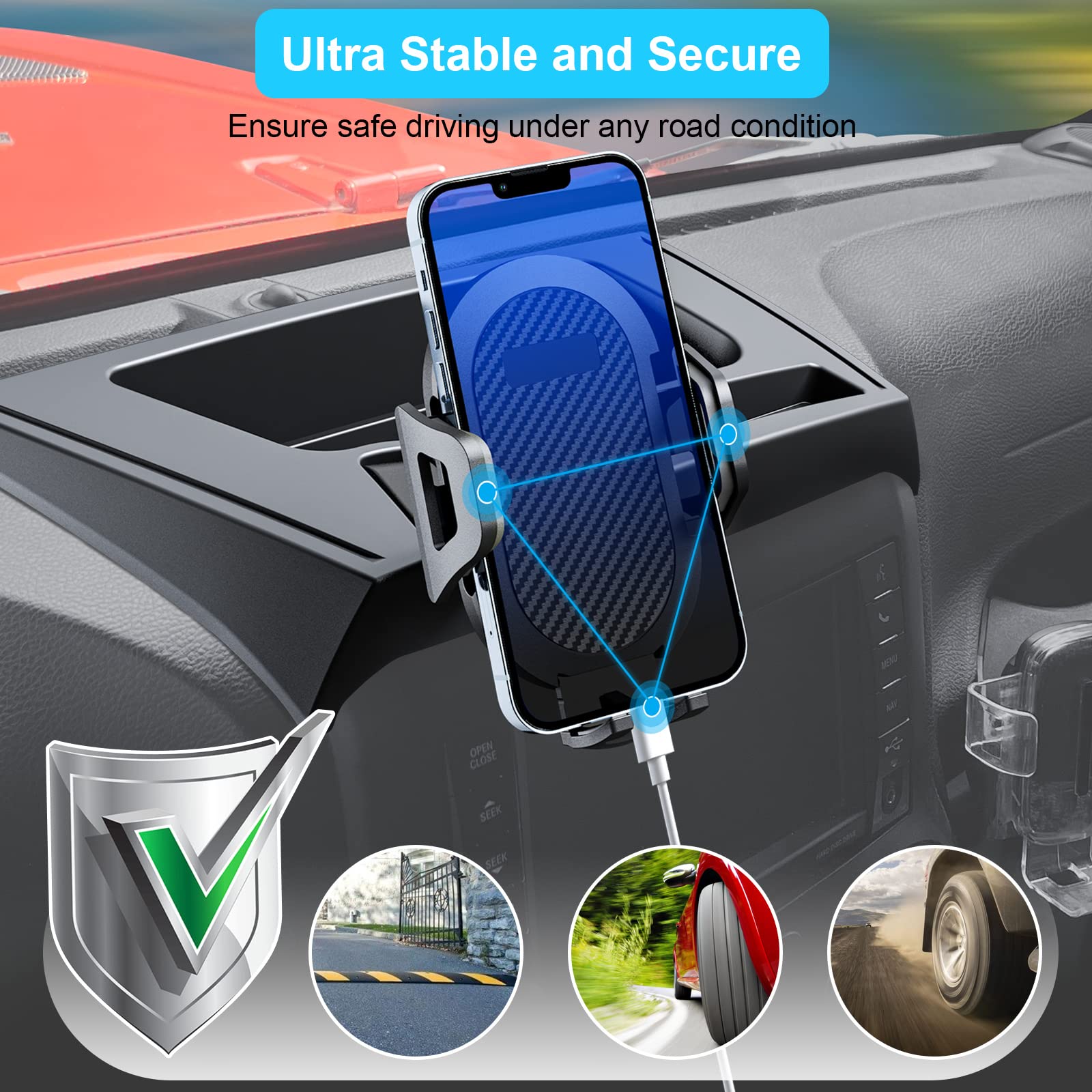 DIAMOOKY mount with anti-slip base fits phones and action cameras securely.