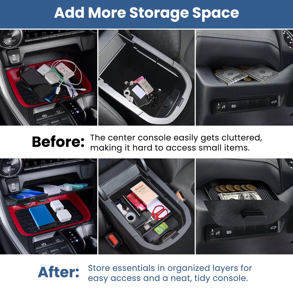 DIAMOOKY Rav4 center console USB access remains usable with reserved holes.
