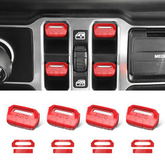 DIAMOOKY window switch cover in bright red for Wrangler JL—precise fit enhances interior look.