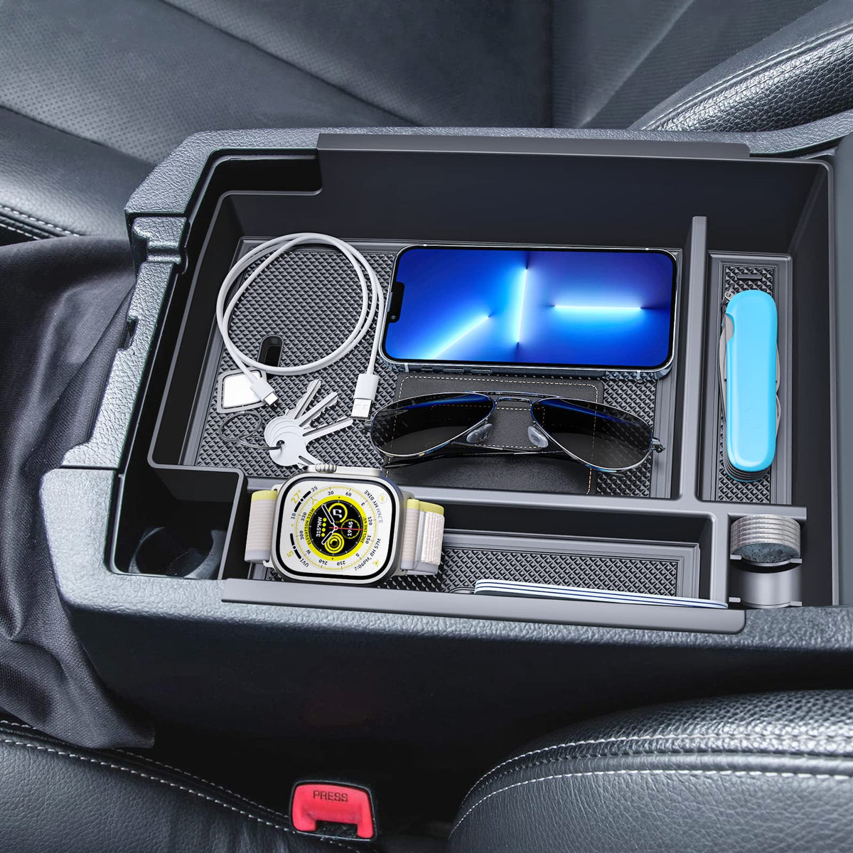 DIAMOOKY center console organizer in Toyota 4Runner tray installed for ready use