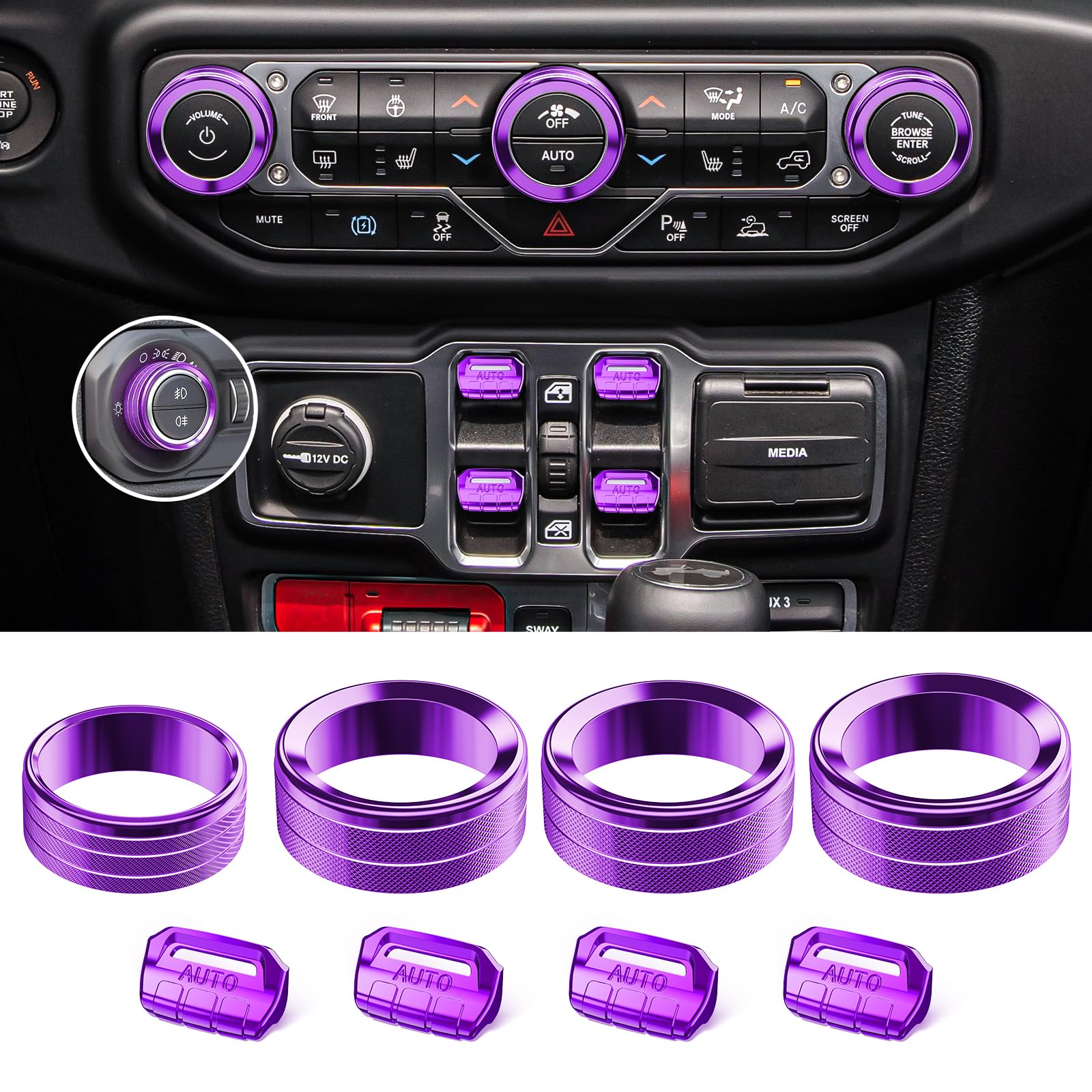 DIAMOOKY Easy-installation purple accessory for Wrangler and Gladiator interiors.