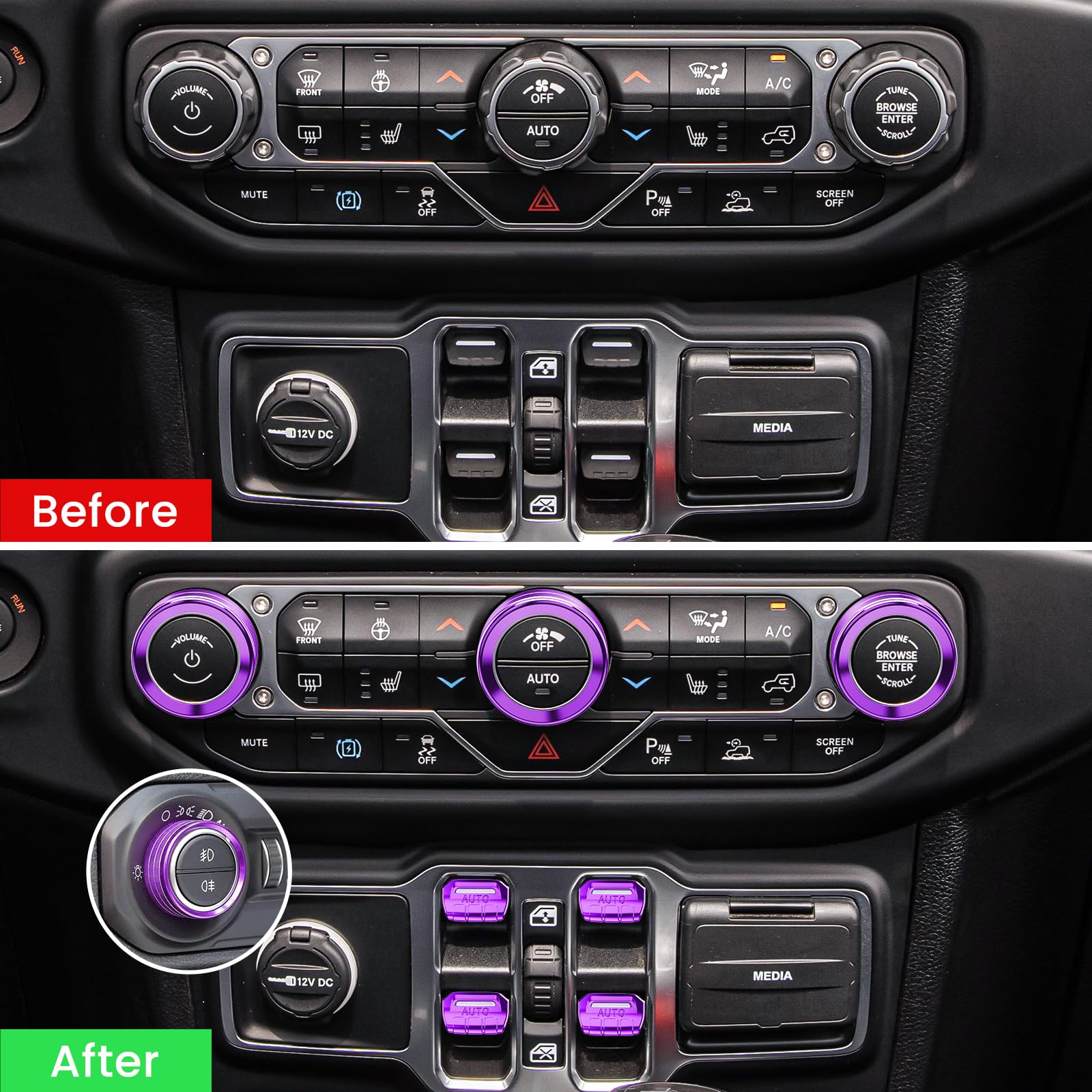 DIAMOOKY Gladiator JT console cover purple protects knobs and upgrades interior.
