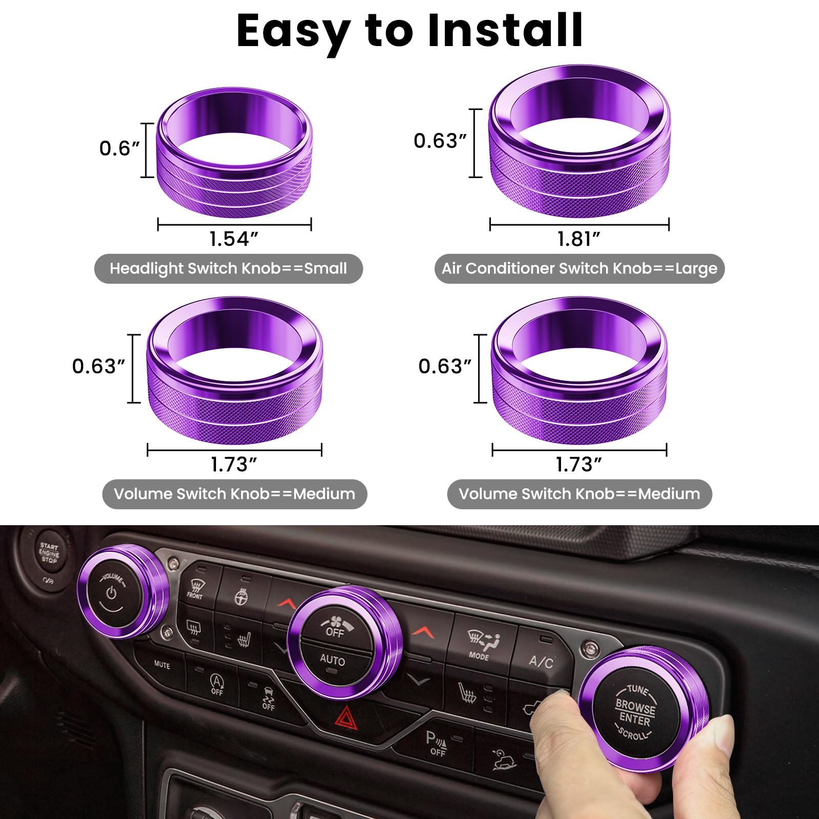 DIAMOOKY Metallic window switch cover purple guards buttons from wear.