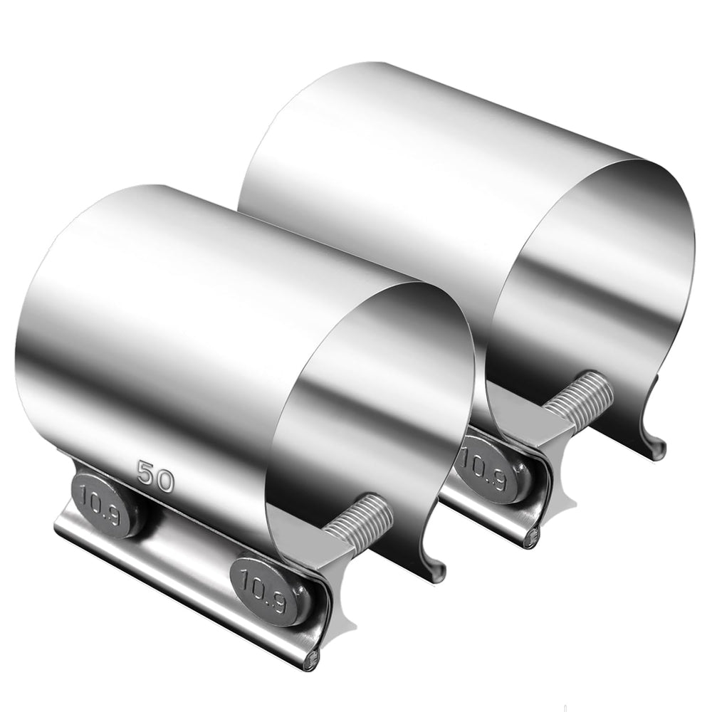 Dianrui 2-inch butt-joint clamp on exhaust pipe for a secure seal.