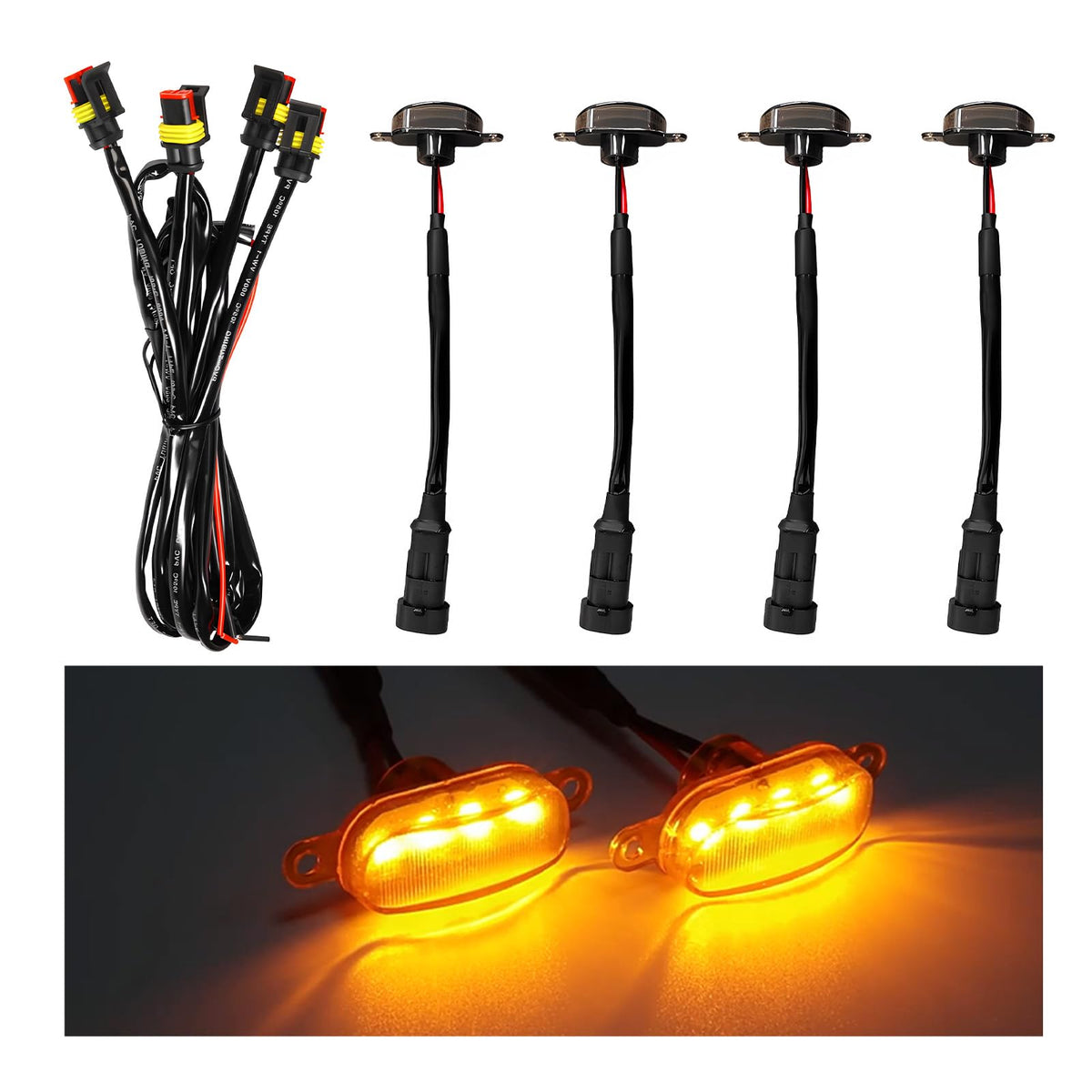 Dickno bright amber LED grille light front view showing high visibility