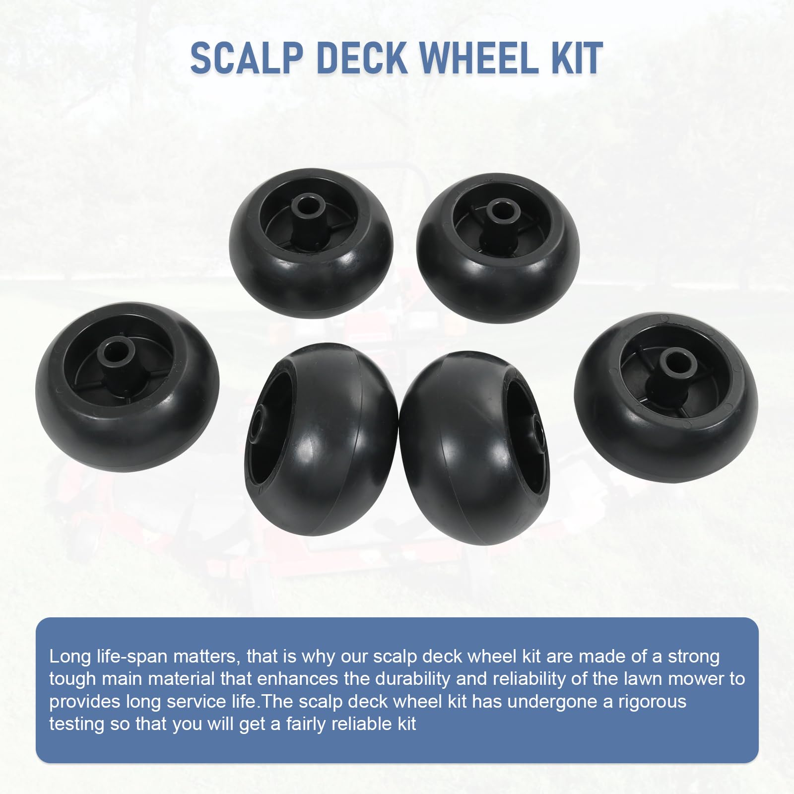 DICMIC lawn mower deck wheel side view supports smoother turns and cleaner edges.