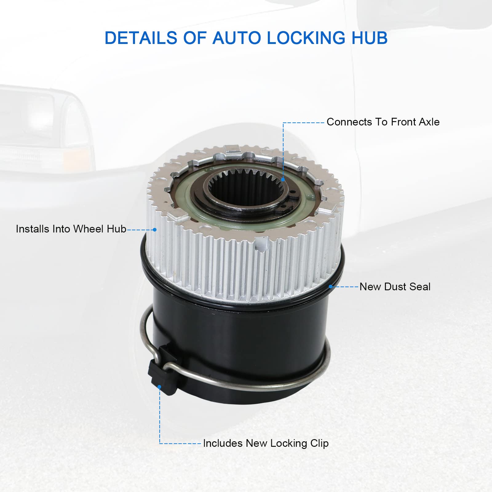 DICMIC locking hub front view for Ford F-550 emphasizes drivetrain efficiency.