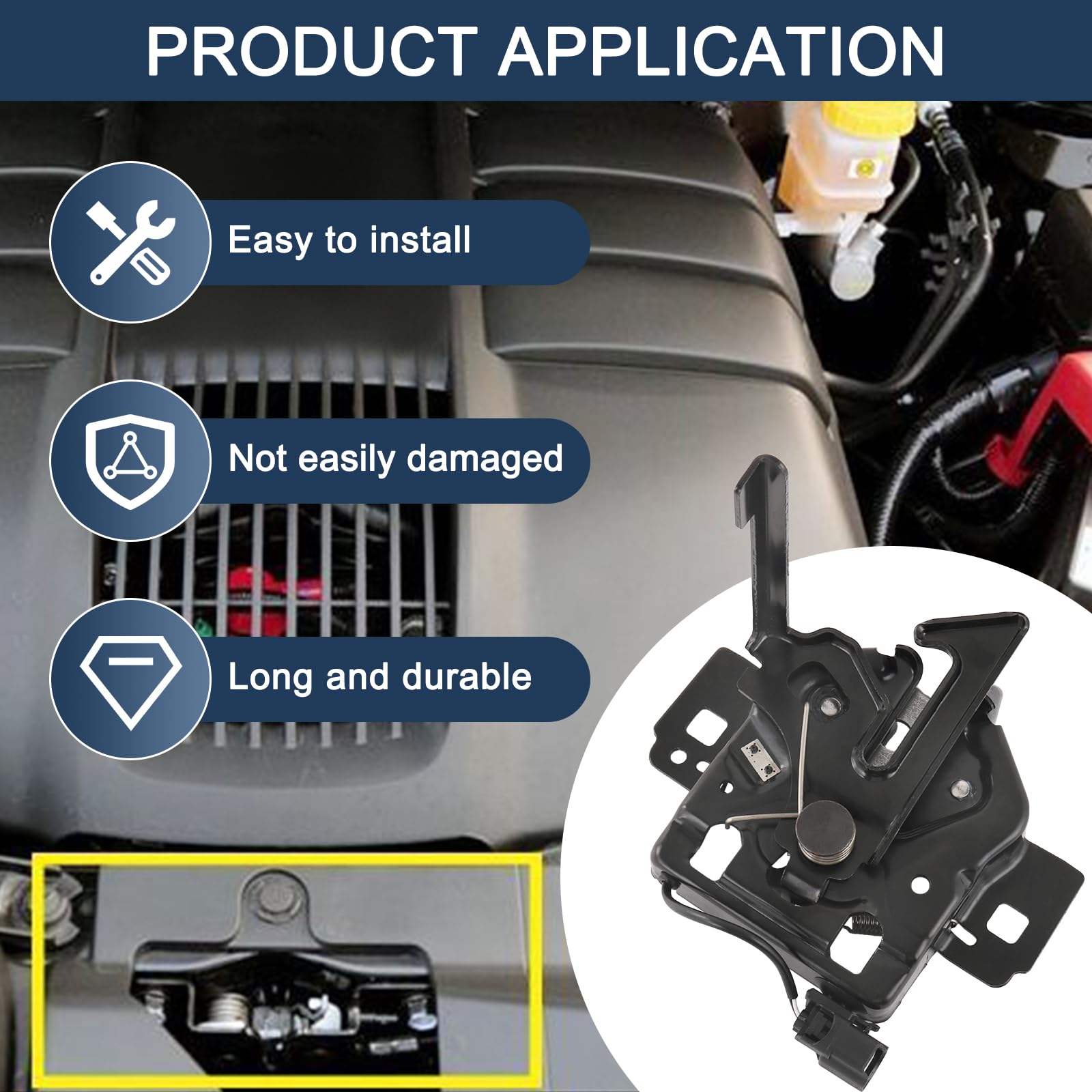 Ready-to-install DICMIC bonnet lock showing precise alignment for 2015-2020 F-150
