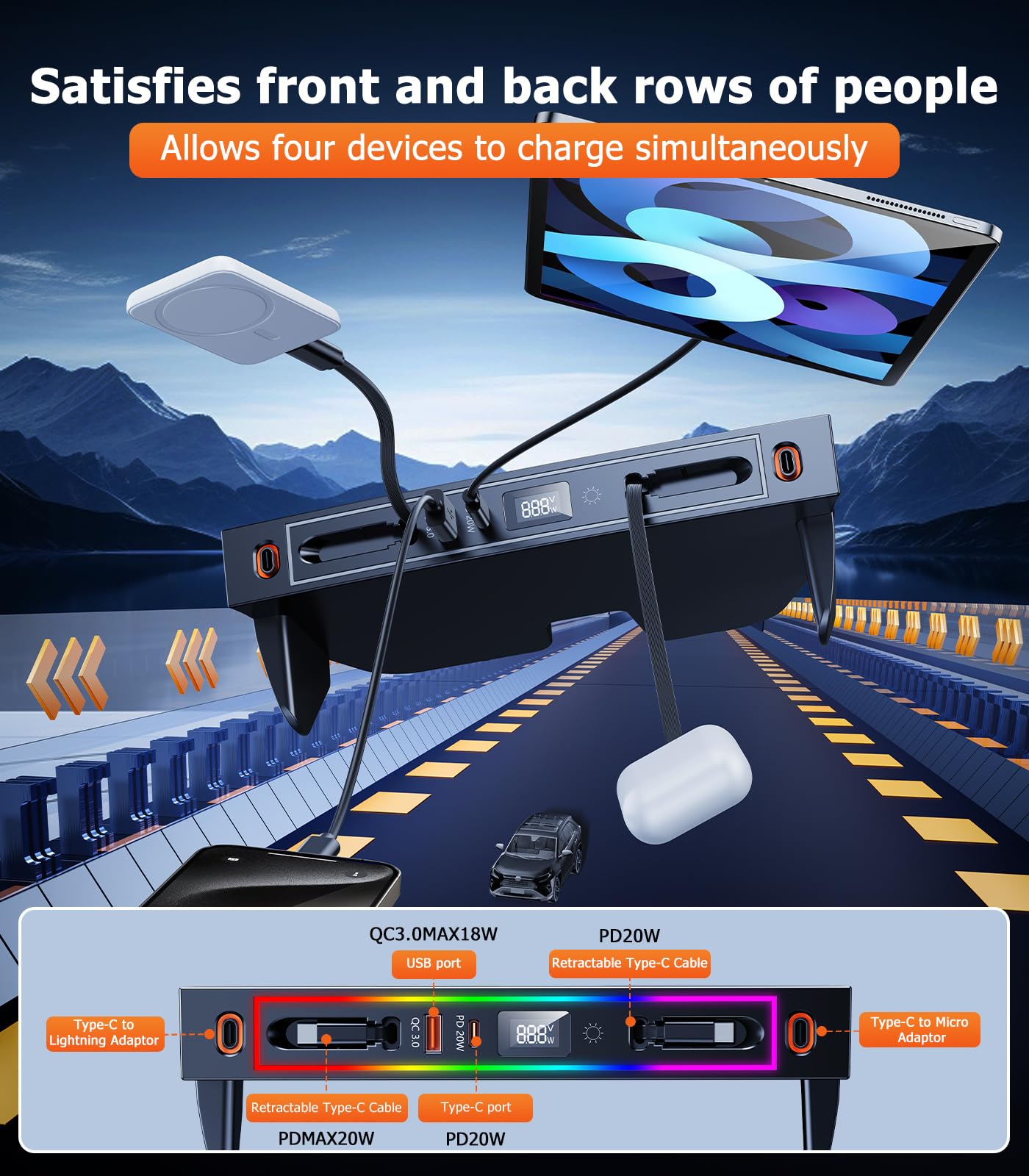 DICMKY four-port hub supports PD and QC fast charging