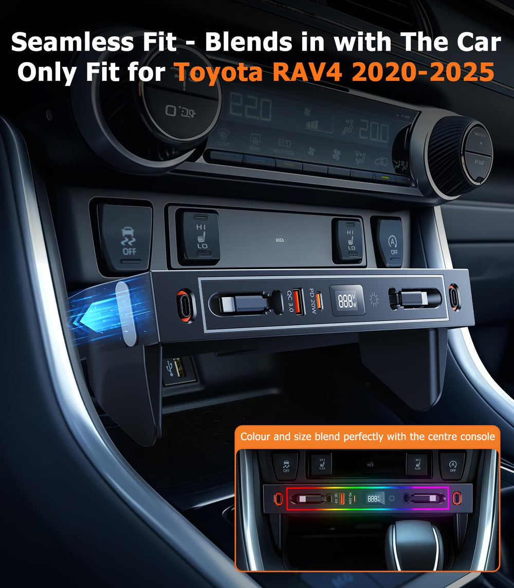 DICMKY RAV4 hub provides four-port fast charging with adapters for various devices