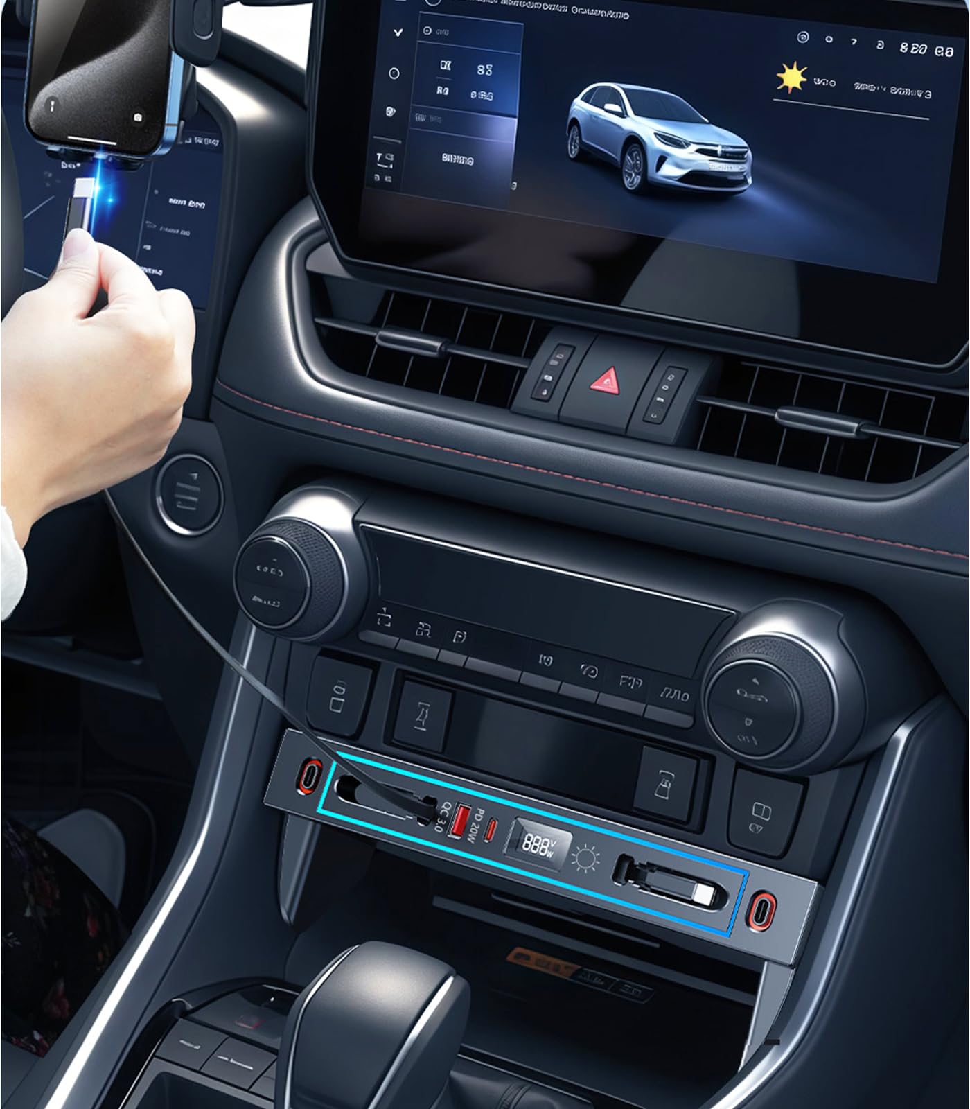 DICMKY retractable cable keeps center console tidy and tangle-free