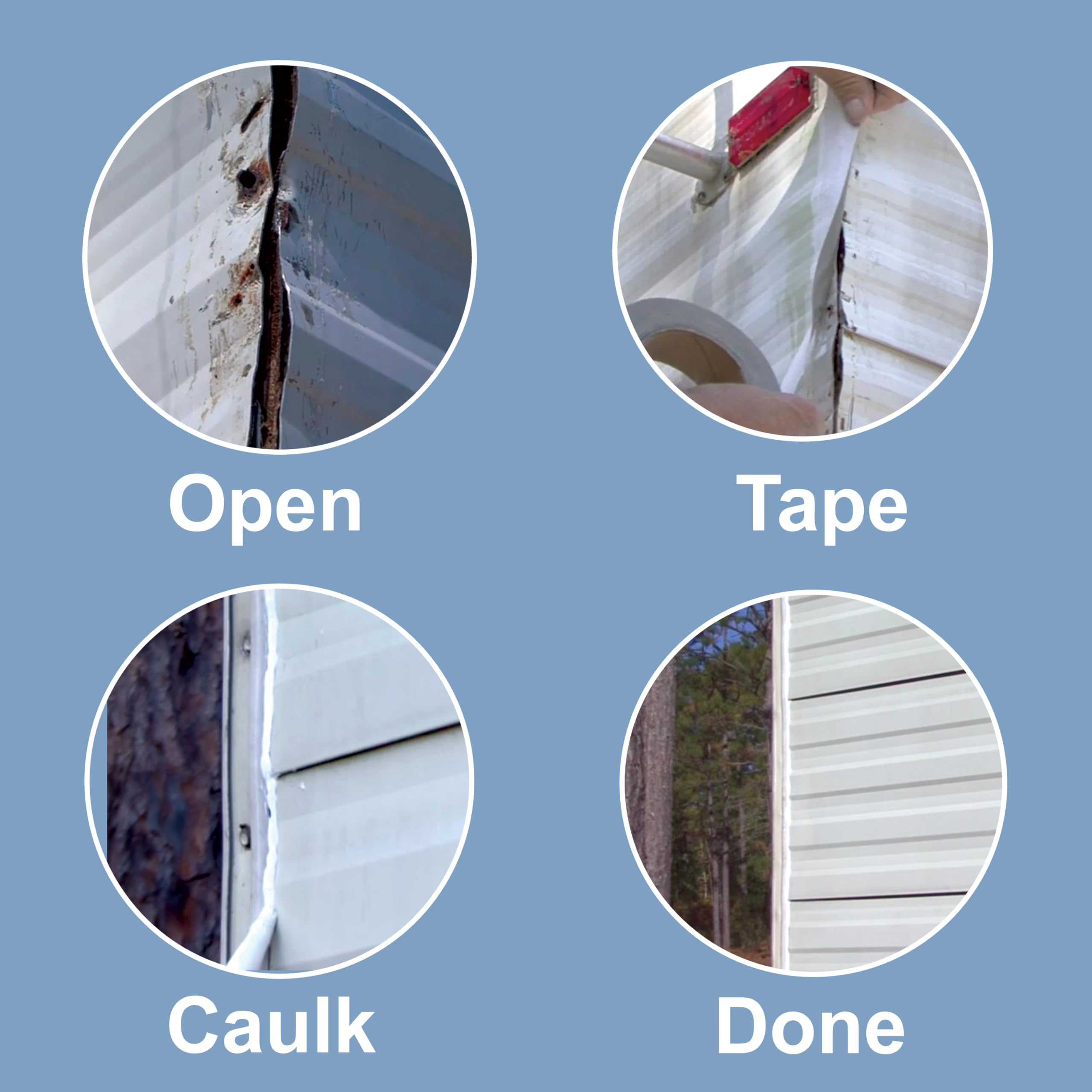 Dicor 351CSCL-1 clear sealant around RV compartments with UV resistance.