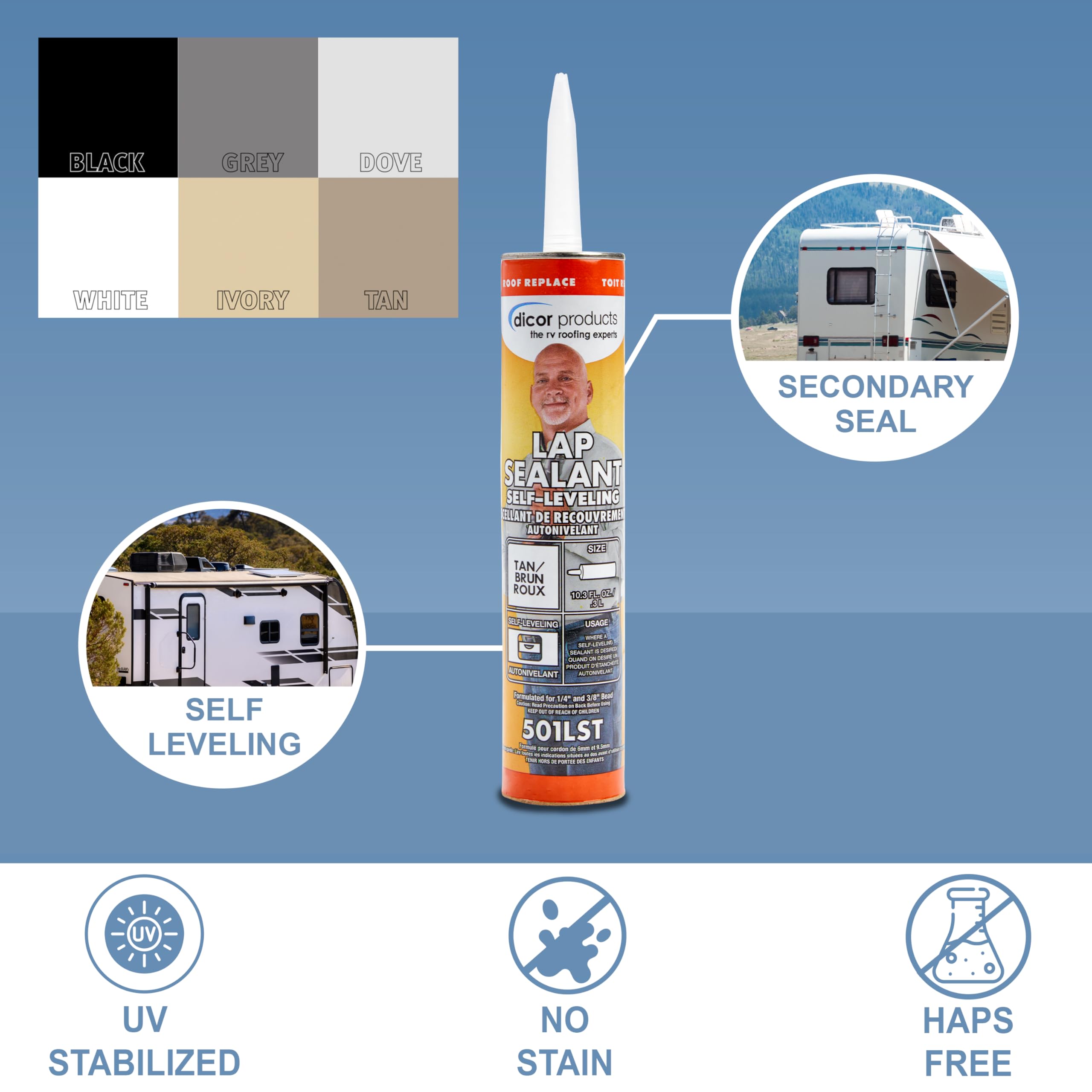 Applying Dicor on an RV roof shows smooth self-leveling action