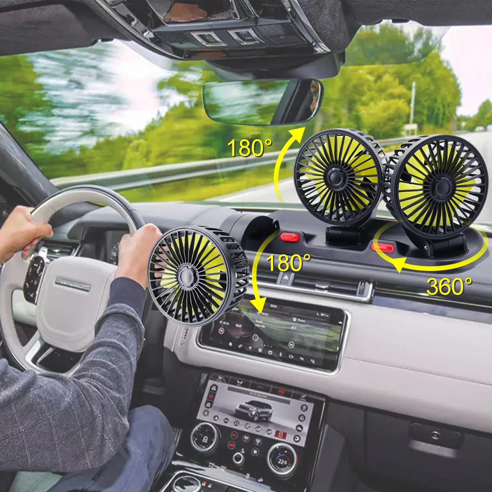 Dicross 360-degree rotation car fan directs air exactly where needed.
