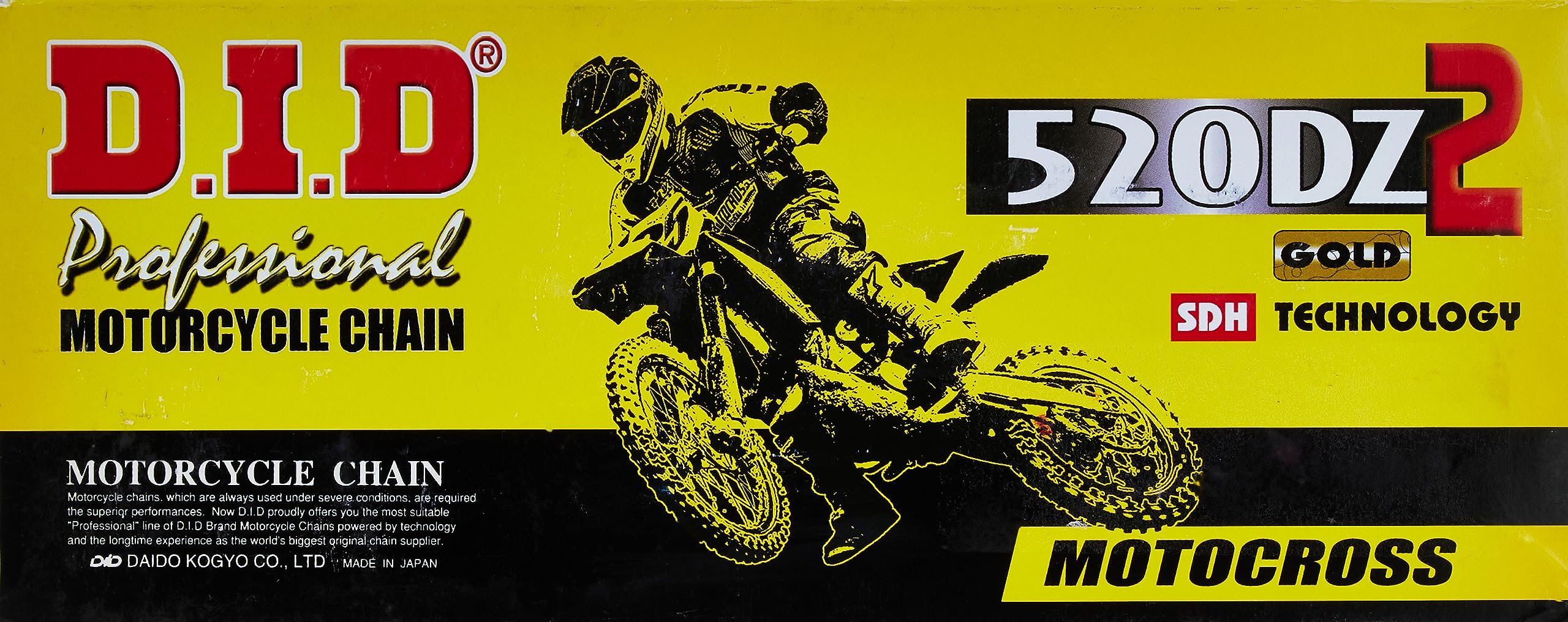 DID 520DZ2 gold outer plates highlight durability for high-performance motocross.