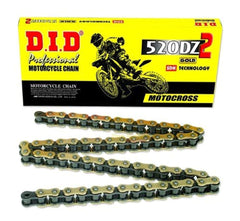 DID 520DZ2 gold outer plates with black inner links for MX racing