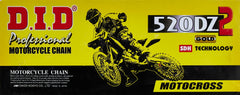 DID 520DZ2 gold outer plates highlight durability for high-performance motocross.