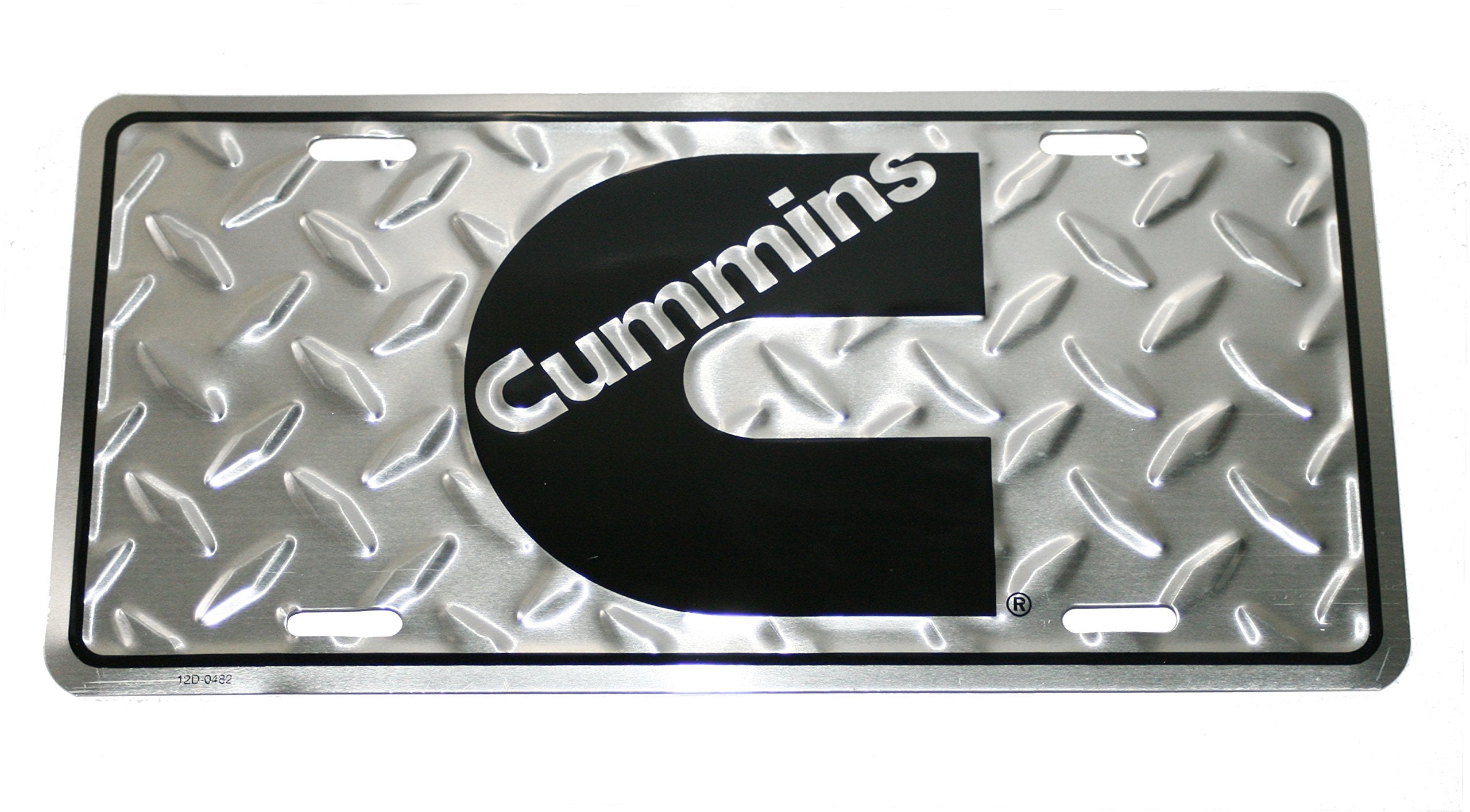 Diesel Power Plus Cummins diamond plate license, embossed for rugged truck styling
