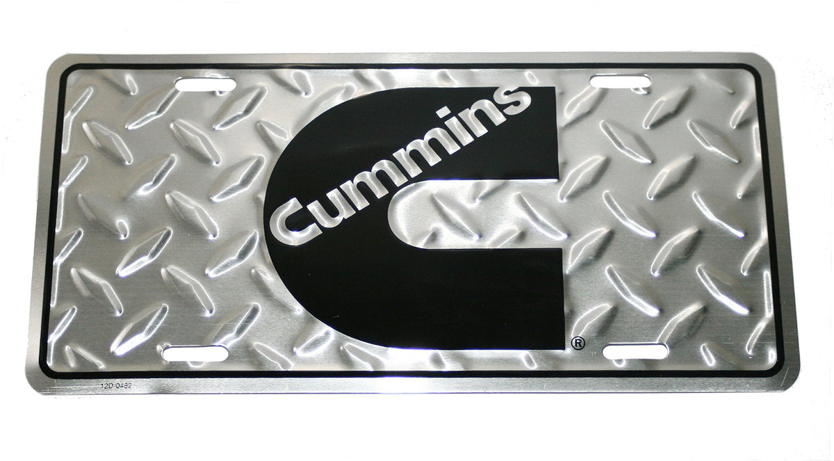 Diesel Power Plus Cummins diamond plate license, embossed for rugged truck styling