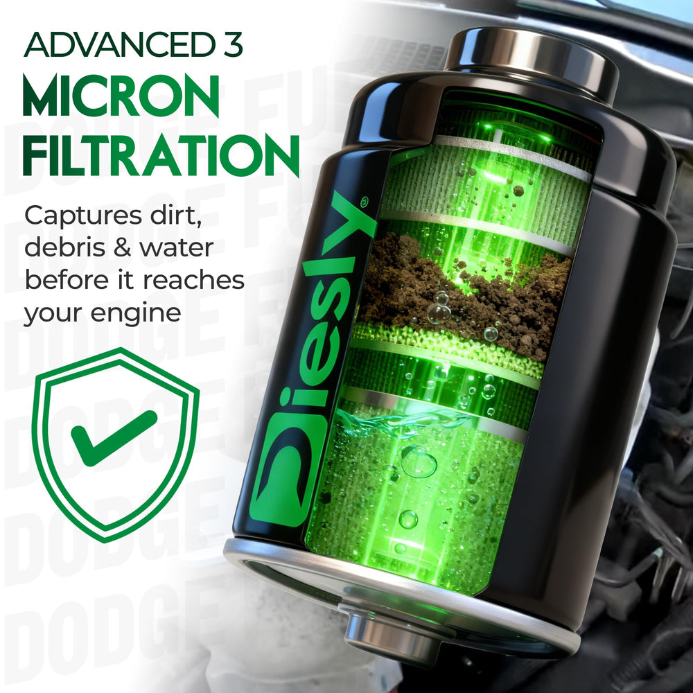 Diesly complete two-filter kit includes engine and water separator.