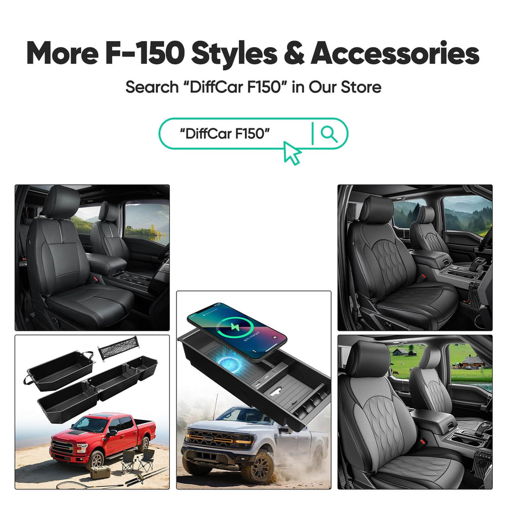 DiffCar F-150 crew cab seat cover combines rugged style with precise fit.