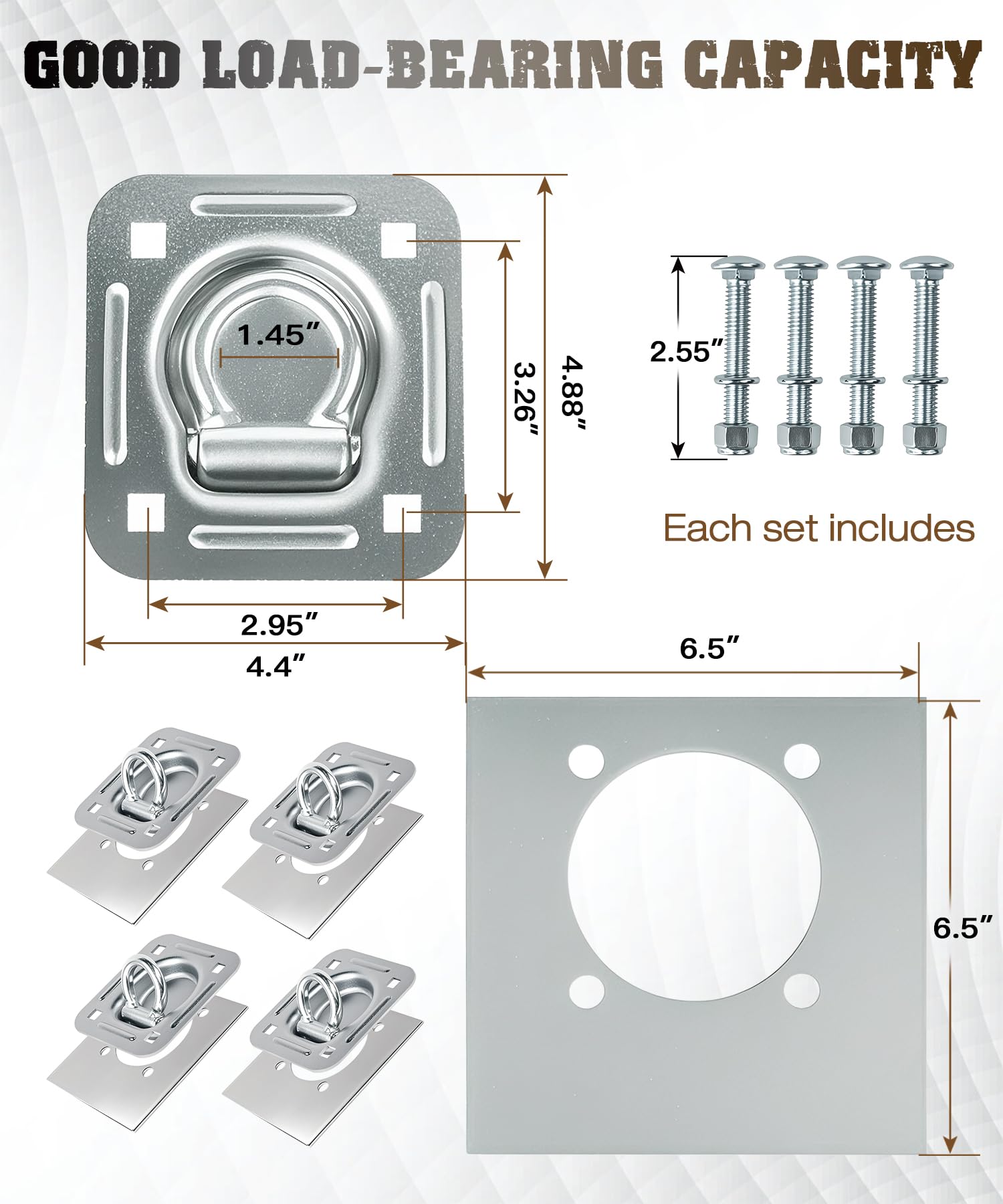 Digank 6.45-inch backing plate for strong trailer mounting.