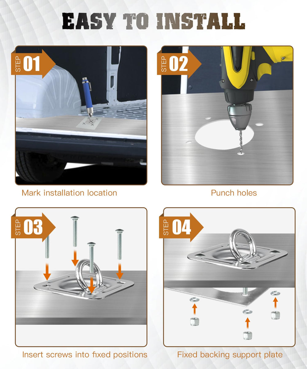 Digank easy-install D-ring anchor using hole saw and chisel.