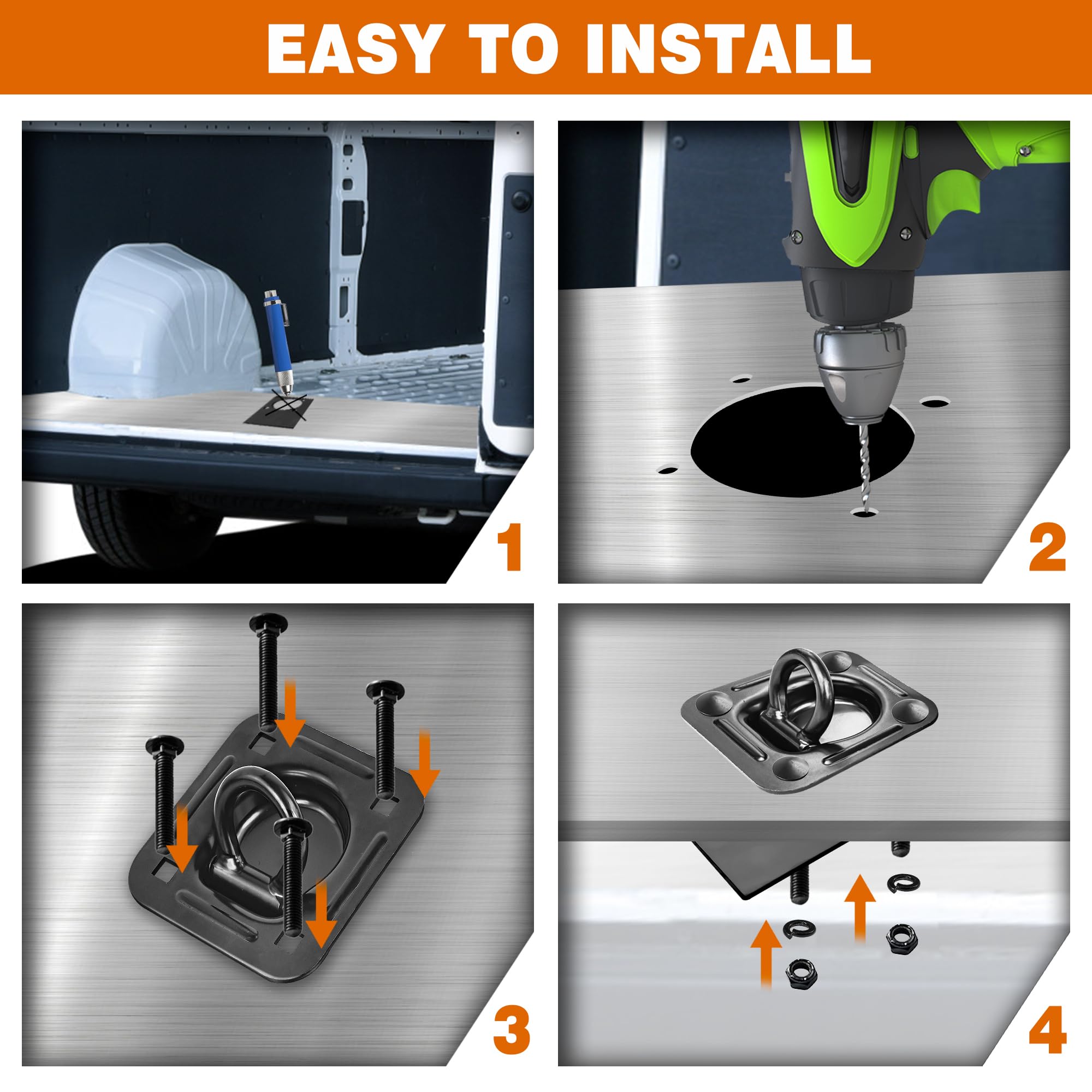 Digank flush mounted D ring lies flat when not in use