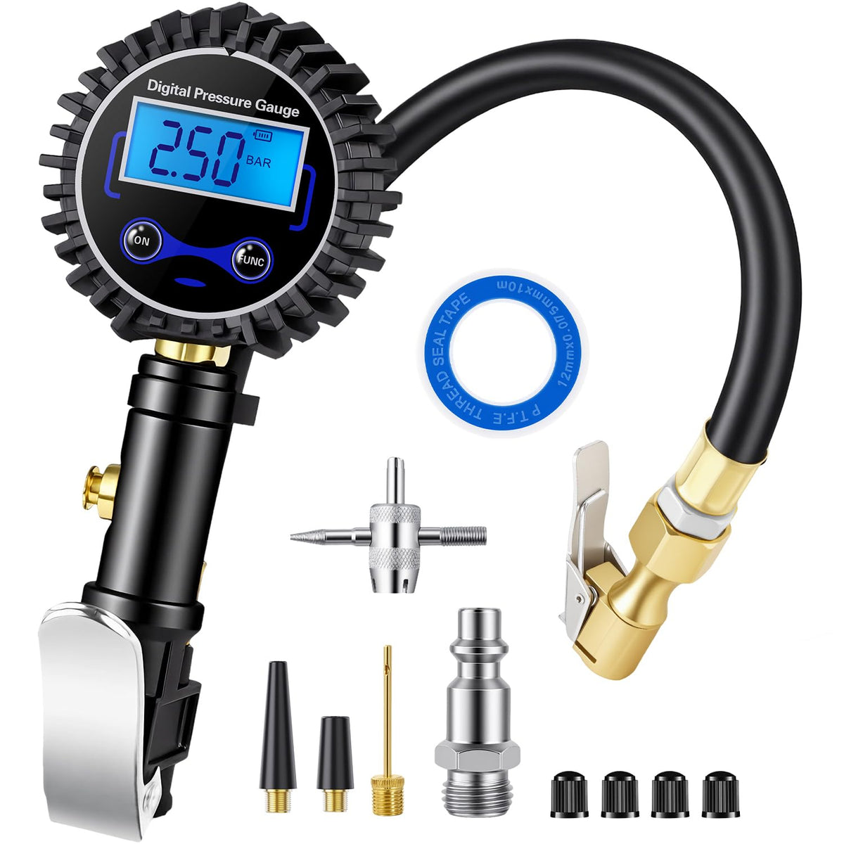 DigitPro digital tire gauge with LED display for precise pressure readings