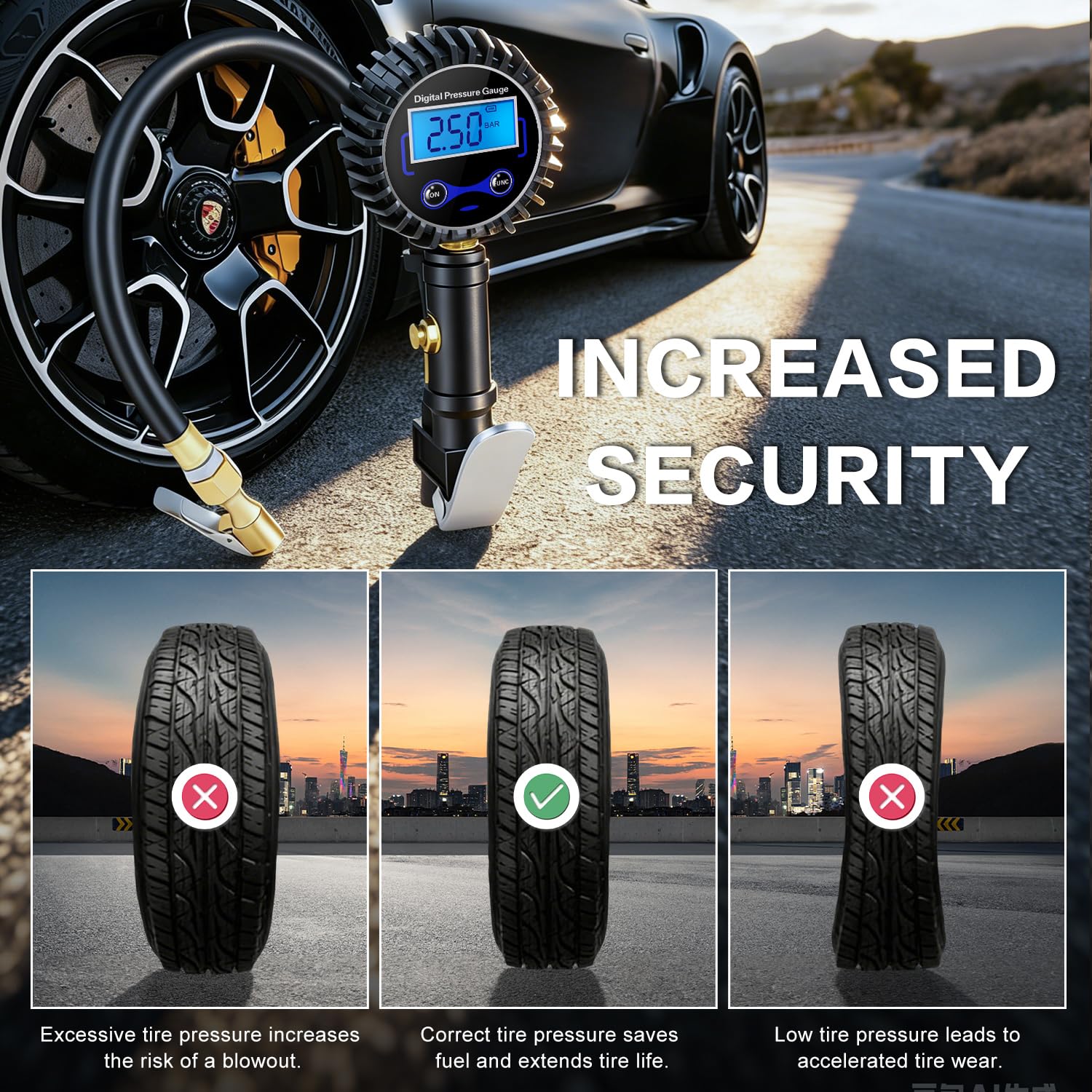 DigitPro industrial-grade chuck securely attached to a tire valve
