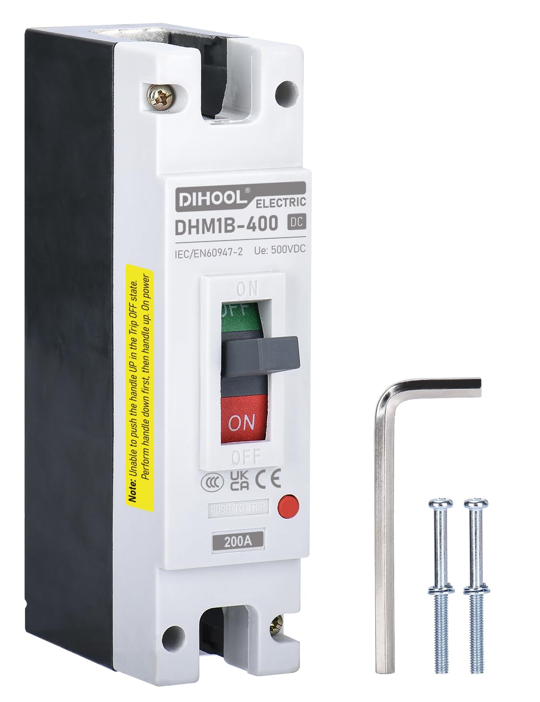 DIHOOL 200A DC breaker front view, compact main power protection
