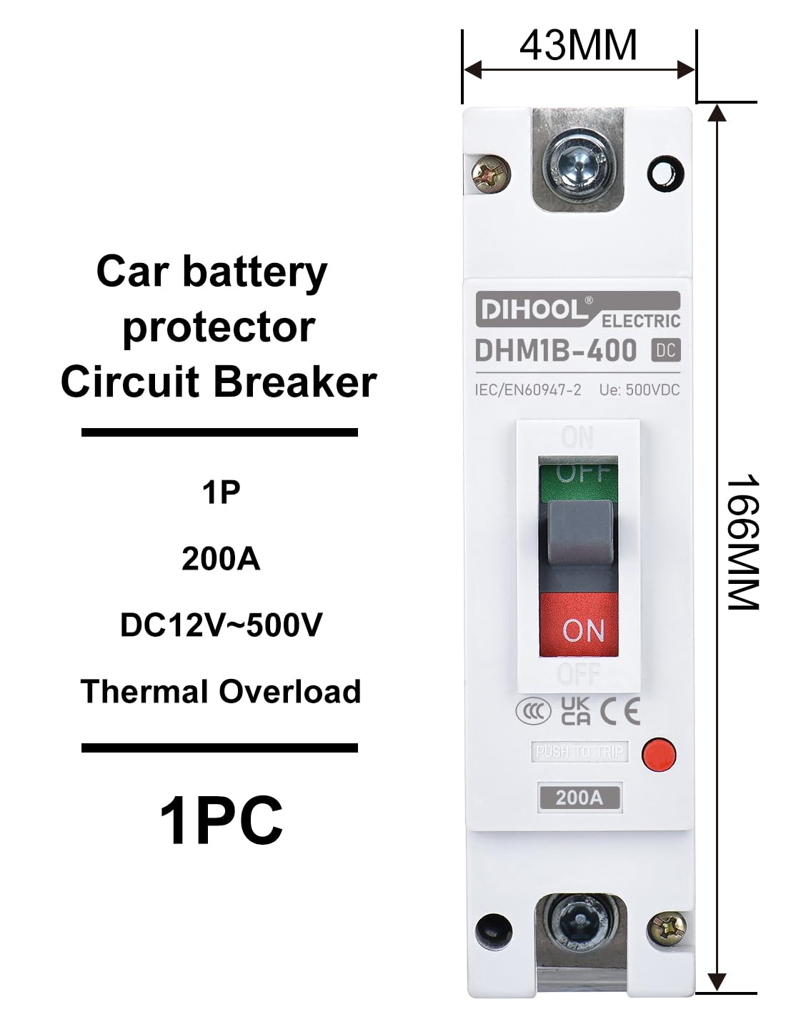 DIHOOL DC breaker installed in a panel demonstrates front-access isolation