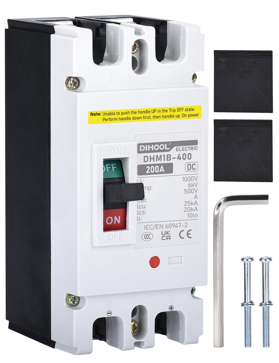 DIHOOL 200 Amp DC Breaker front view showing main power isolation capability