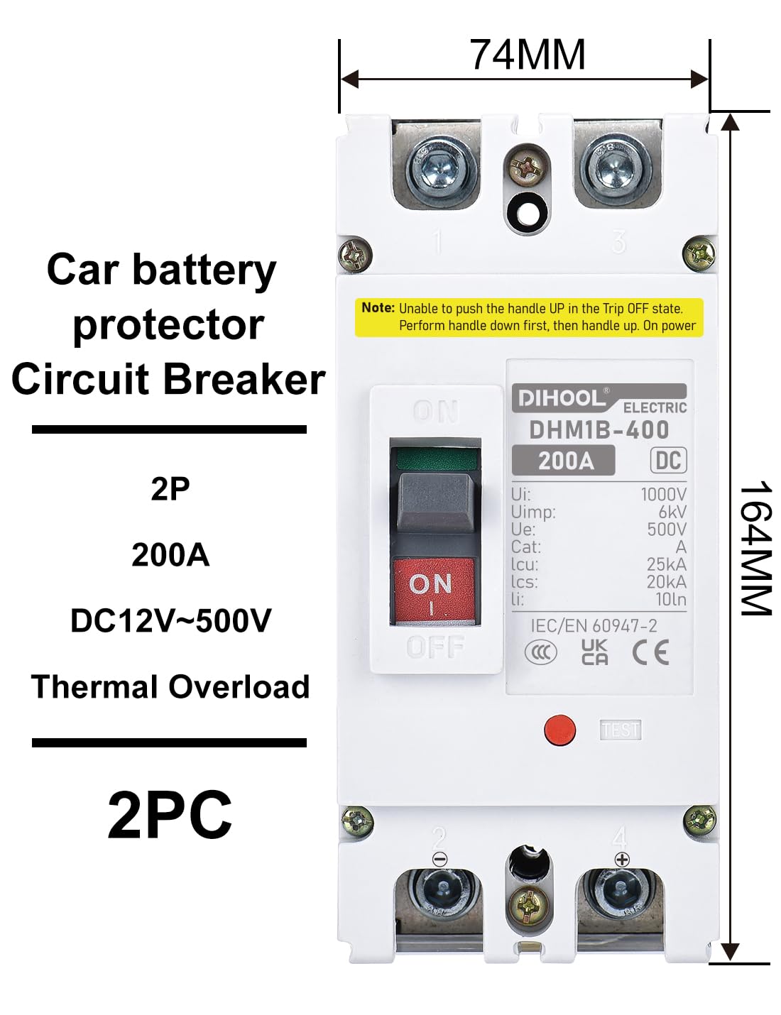 DIHOOL DC Breaker installed in-panel for neat wiring