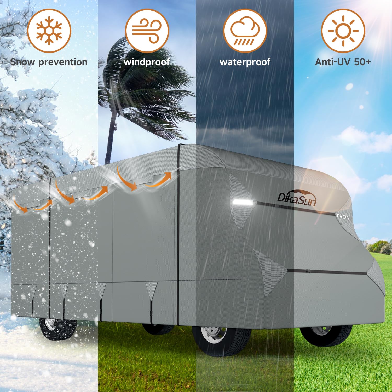 DikaSun Class C cover zip doors for easy interior access.