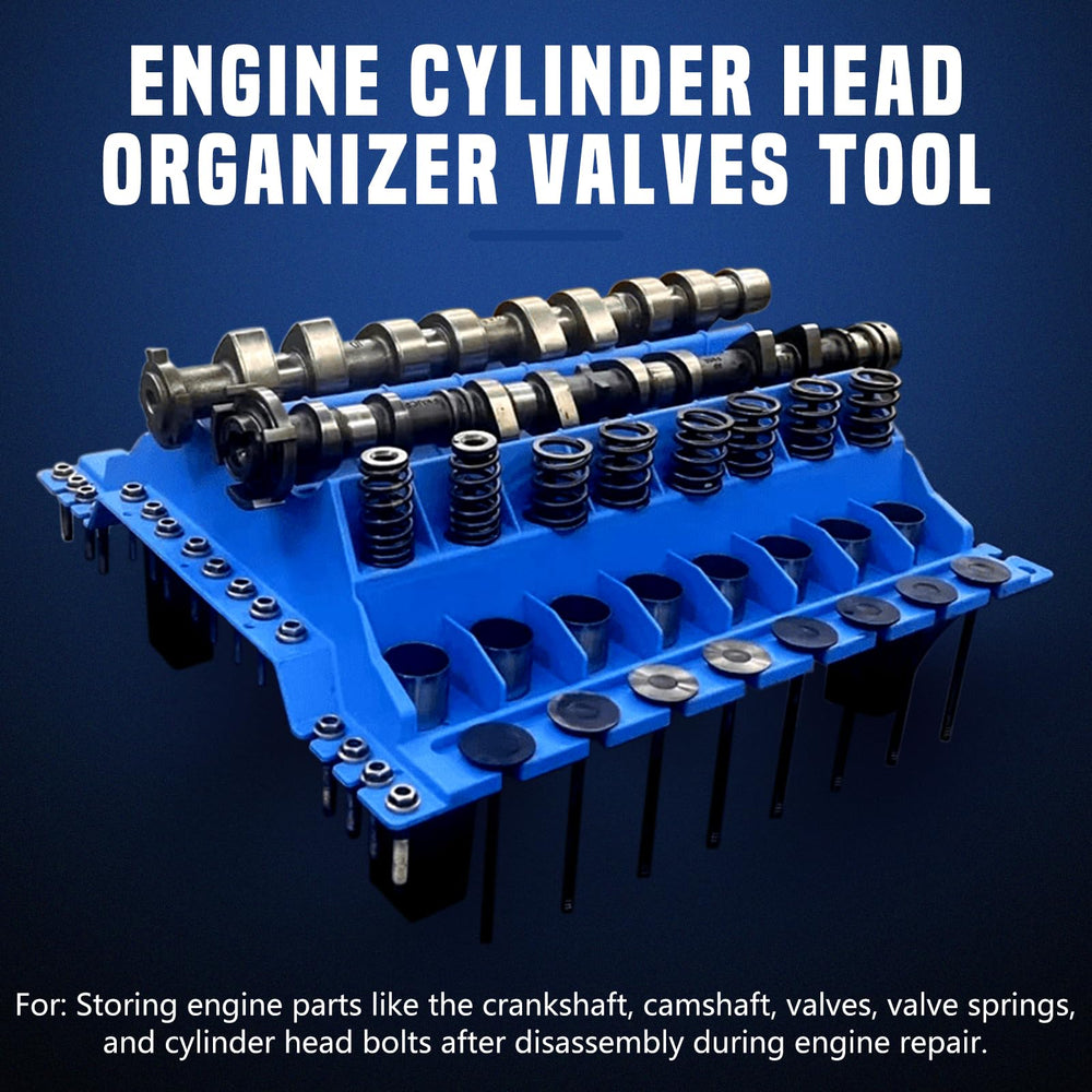 DikTalk cylinder head storage tray organizes camshafts and cylinders on the workbench