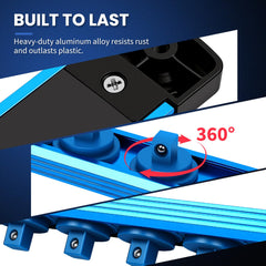 DikTalk heavy-duty aluminum rail provides durable, rust-resistant organization.