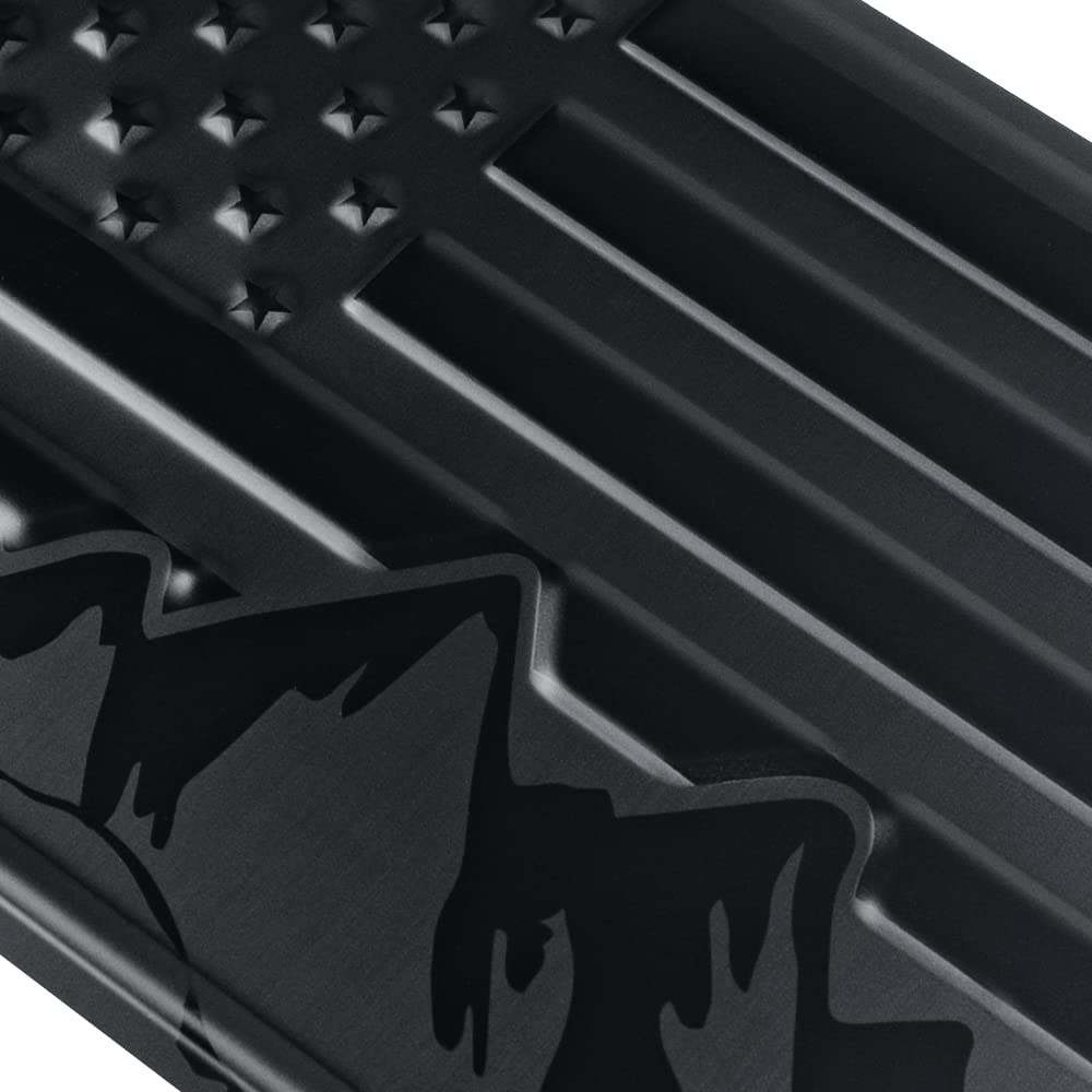 DillenCo license plate with American flag inspires pride during daily commutes.