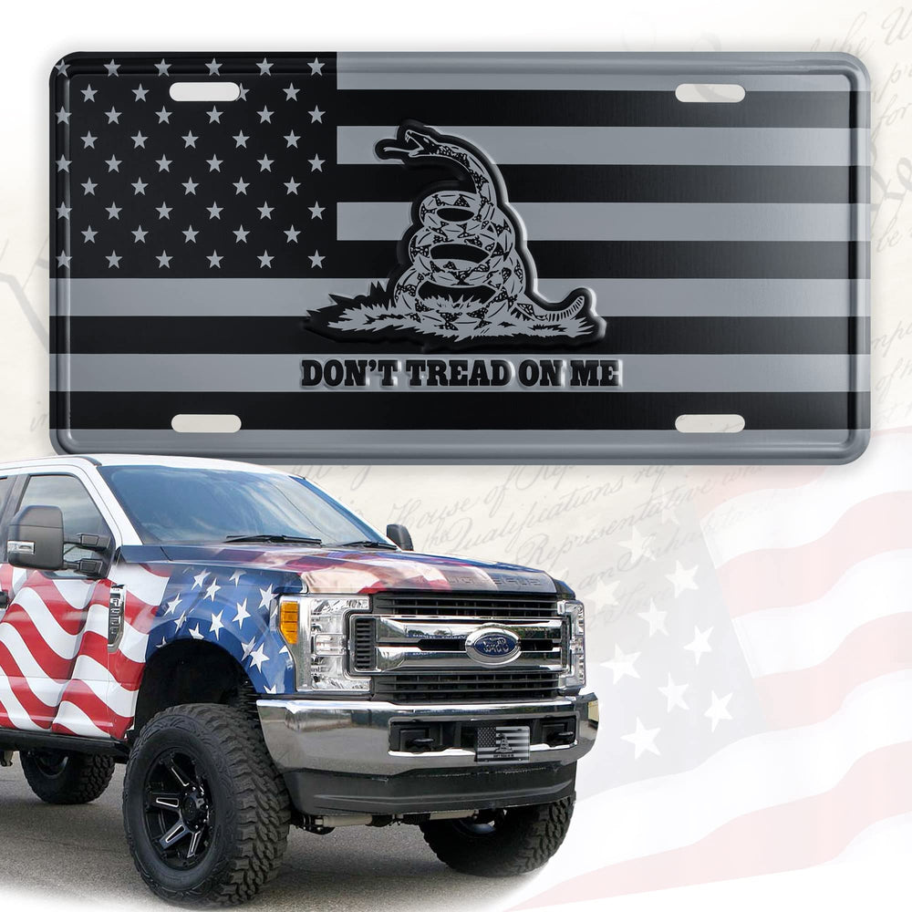 DillenCo Don't Tread On Me plate front view for vehicle display